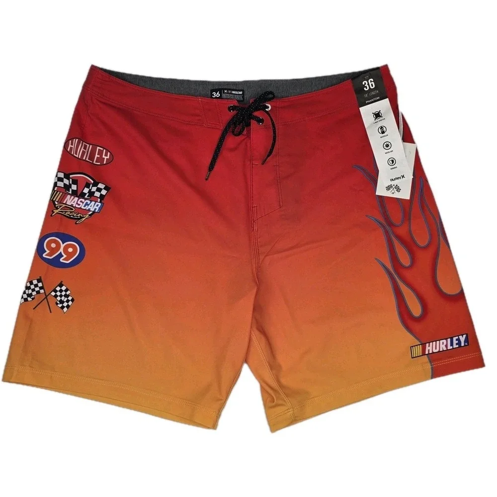 New‎ Hurley Phantom NASCAR Racing Board Shorts Mens 36 Red Orange Eco Flame 18
